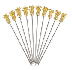 Gold Pineapple Cocktail Picks - Pack of 10
