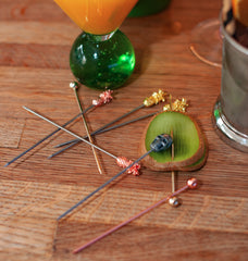 Palillos de cóctel de piña de cobre - Paquete de 10