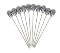 Palillos de cóctel con forma de calavera de zinc (paquete de 10)