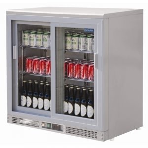 Vitrine réfrigérée de bar en inox 2 portes coulissantes