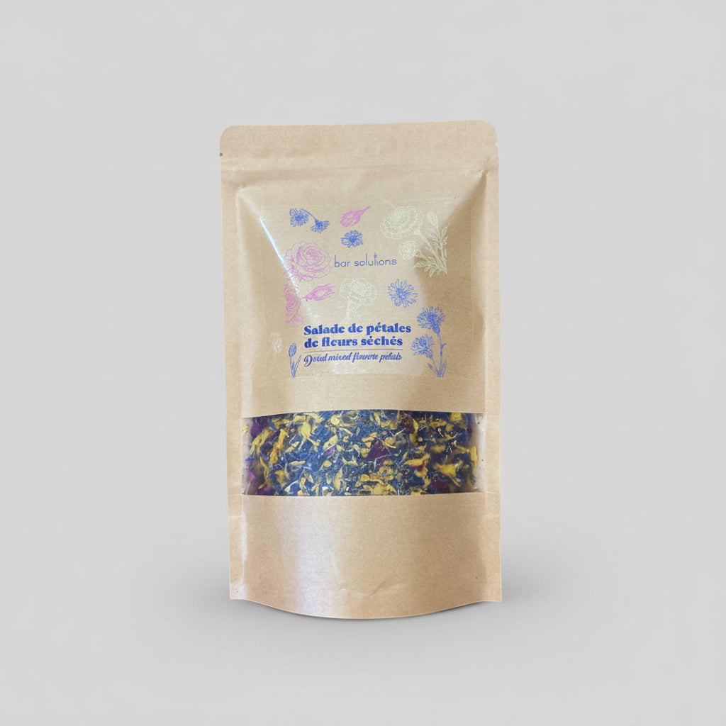 Mélange de fleurs séchées comestibles — Bleuet, Rose & Œillet d'Inde
